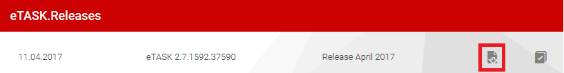Screenshot Liste der Releases